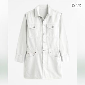 Abercrombie Light Grey Denim Button-Up Dress